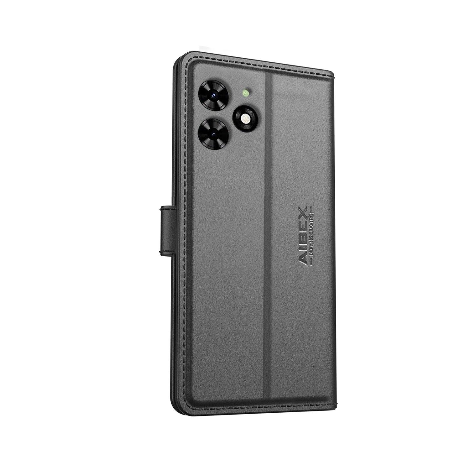 Tecno Spark Go 4G (2024) Aibex PU Leather Flip Cover Foldable Stand & Pocket Magnetic Closure - Aibex