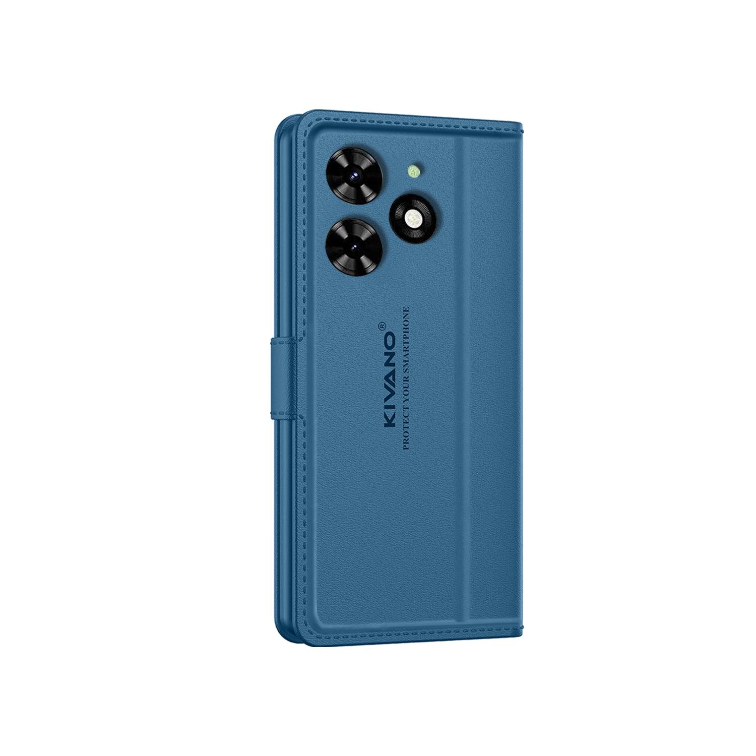 Leather Wallet Case for Tecno Spark Go 4G (2024) ?Stylish Flip Folio Cover with Card Holder, Stand -KIVANO LUXE - Aibex