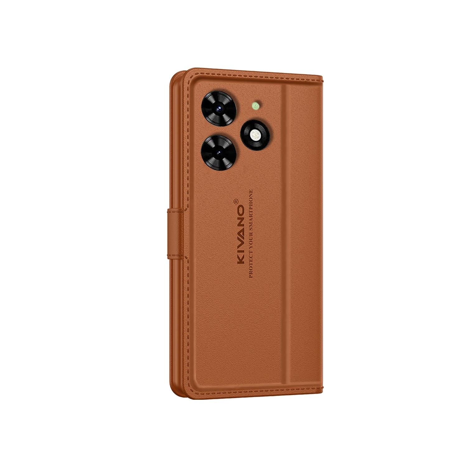 Leather Wallet Case for Tecno Spark Go 4G (2024) ?Stylish Flip Folio Cover with Card Holder, Stand -KIVANO LUXE - Aibex