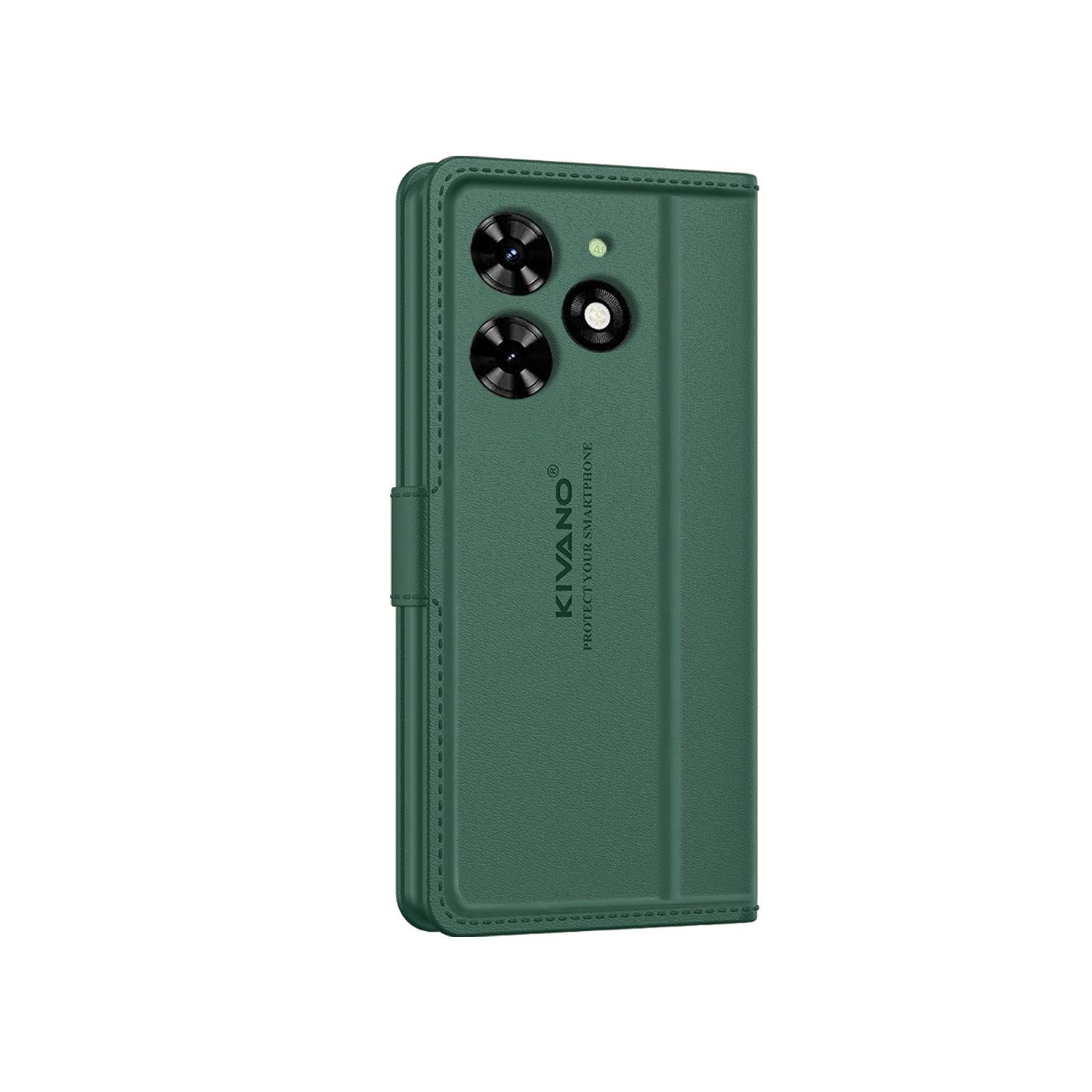 Leather Wallet Case for Tecno Spark Go 4G (2024) ?Stylish Flip Folio Cover with Card Holder, Stand -KIVANO LUXE - Aibex