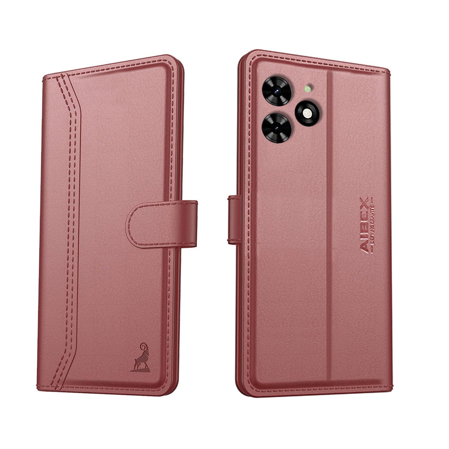 Tecno Spark Go 4G (2024) Aibex PU Leather Flip Cover Foldable Stand & Pocket Magnetic Closure - Aibex