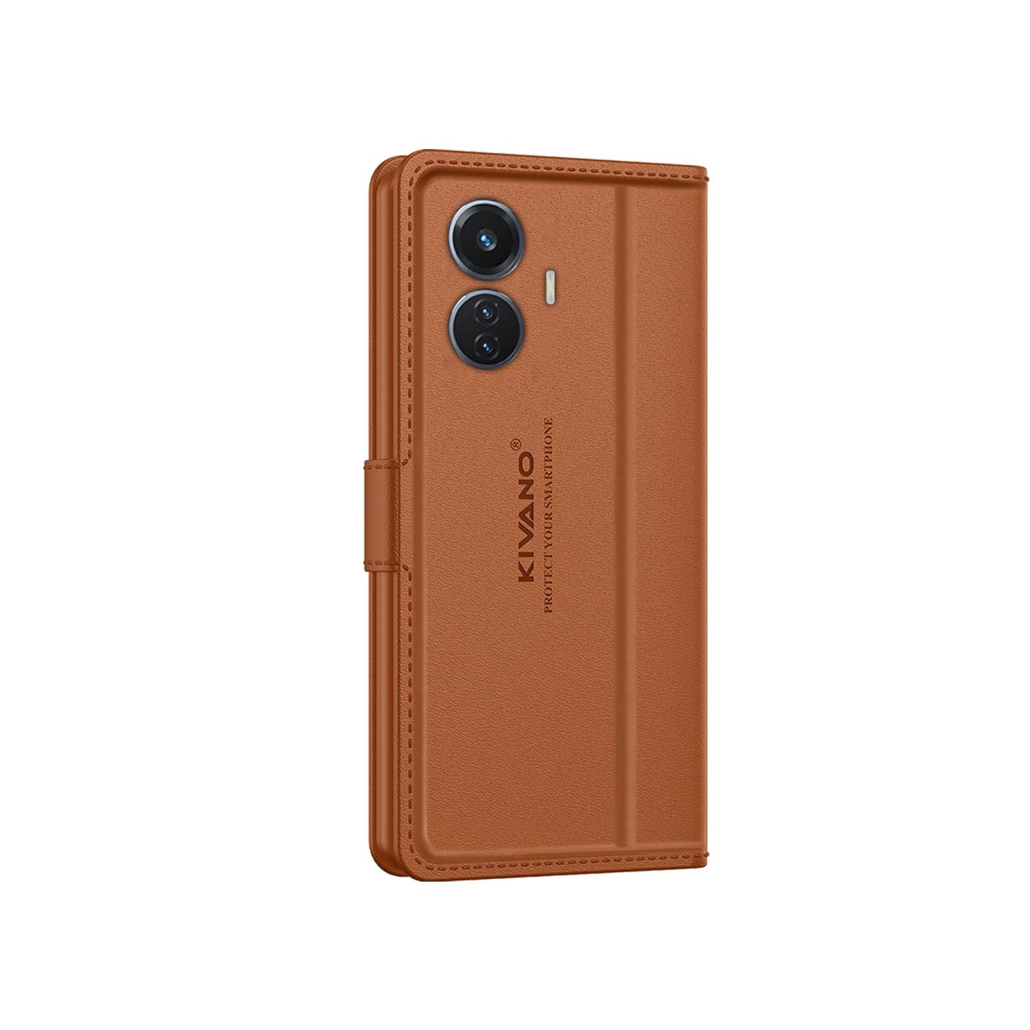 Leather Wallet Case for Vivo T1 44W / Vivo T1 4G ?Stylish Flip Folio Cover with Card Holder, Stand -KIVANO LUXE - Aibex