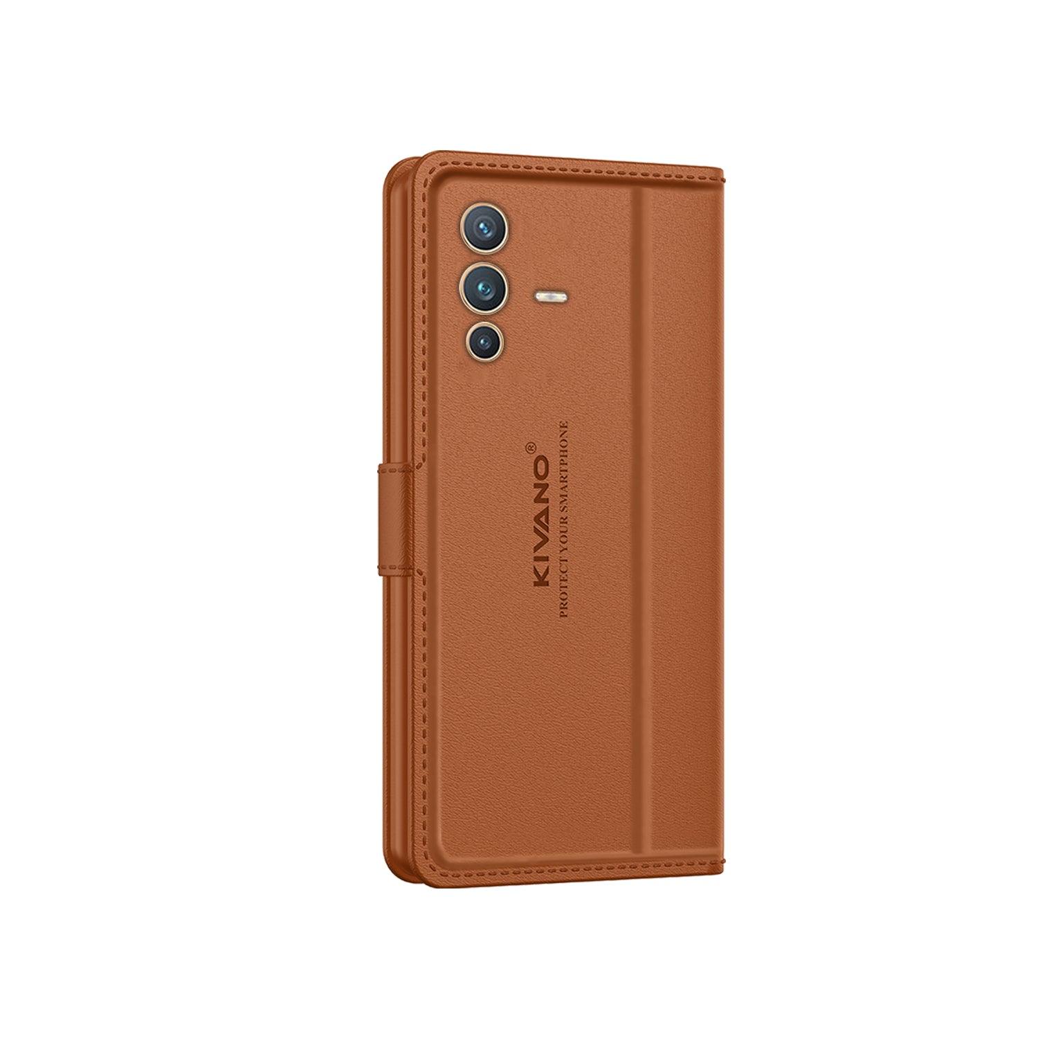 Leather Wallet Case for Vivo V23 Pro ?Stylish Flip Folio Cover with Card Holder, Stand -KIVANO LUXE - Aibex