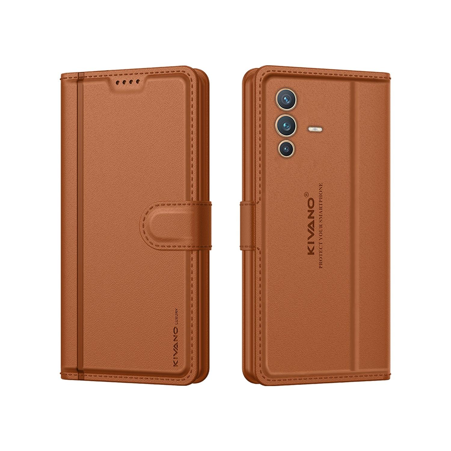 Leather Wallet Case for Vivo V23 Pro ?Stylish Flip Folio Cover with Card Holder, Stand -KIVANO LUXE - Aibex