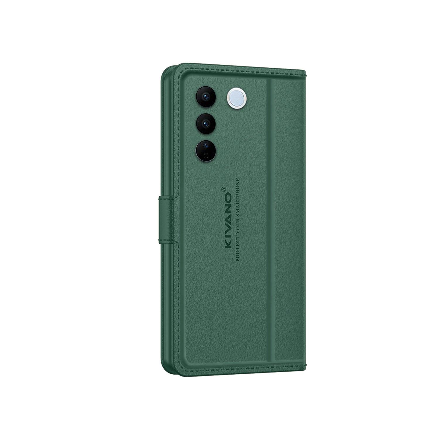 Leather Wallet Case for Vivo V27 / Vivo V27 Pro ?Stylish Flip Folio Cover with Card Holder, Stand -KIVANO LUXE - Aibex