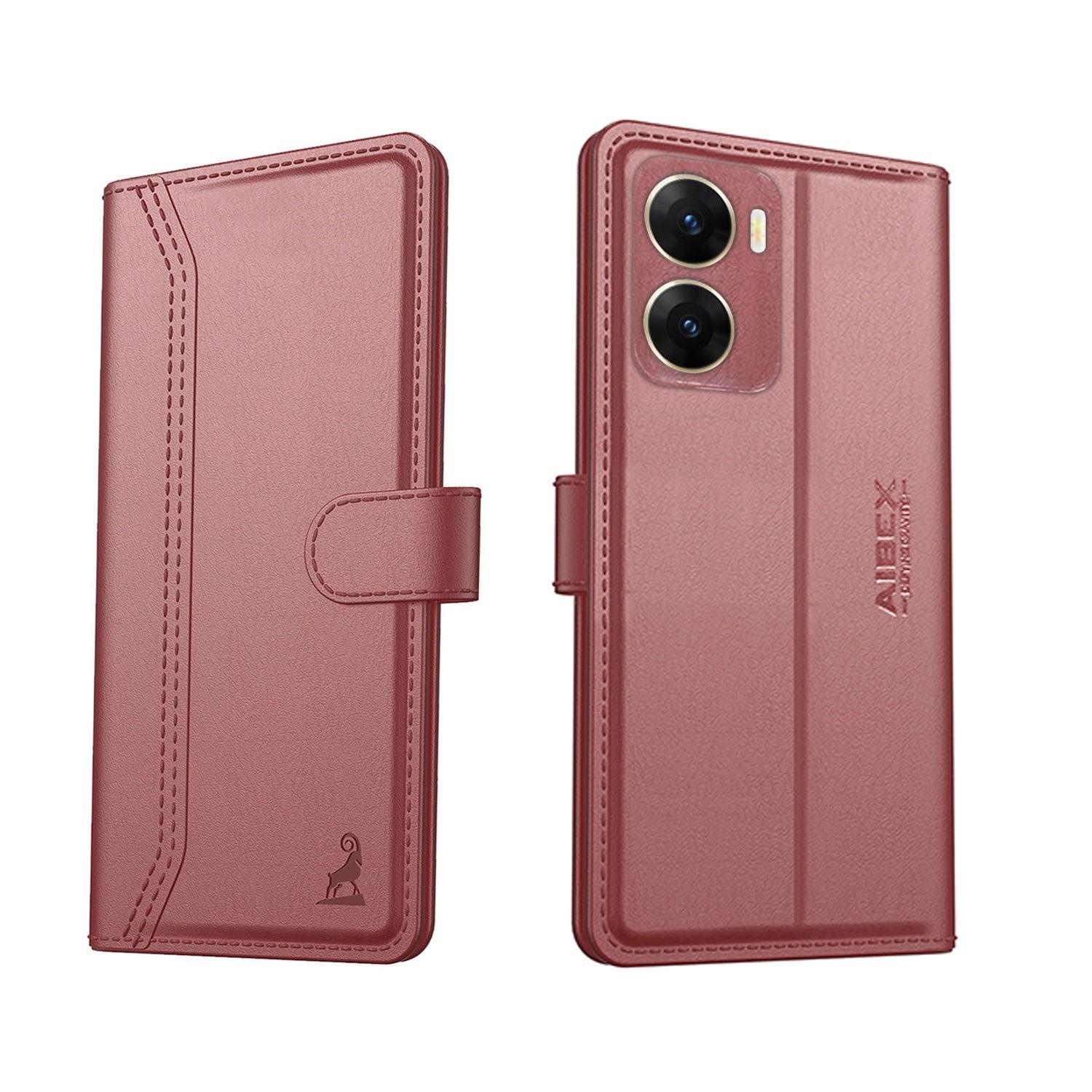Vivo V29E 5G Aibex PU Leather Flip Cover Foldable Stand & Pocket Magnetic Closure - Aibex