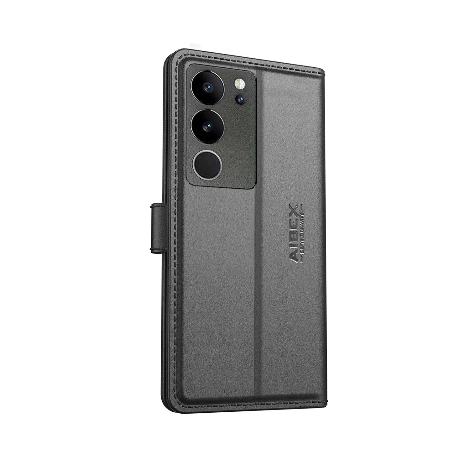 Vivo V29 Pro 5G / Vivo V29 5G Aibex PU Leather Flip Cover Foldable Stand & Pocket Magnetic Closure - Aibex