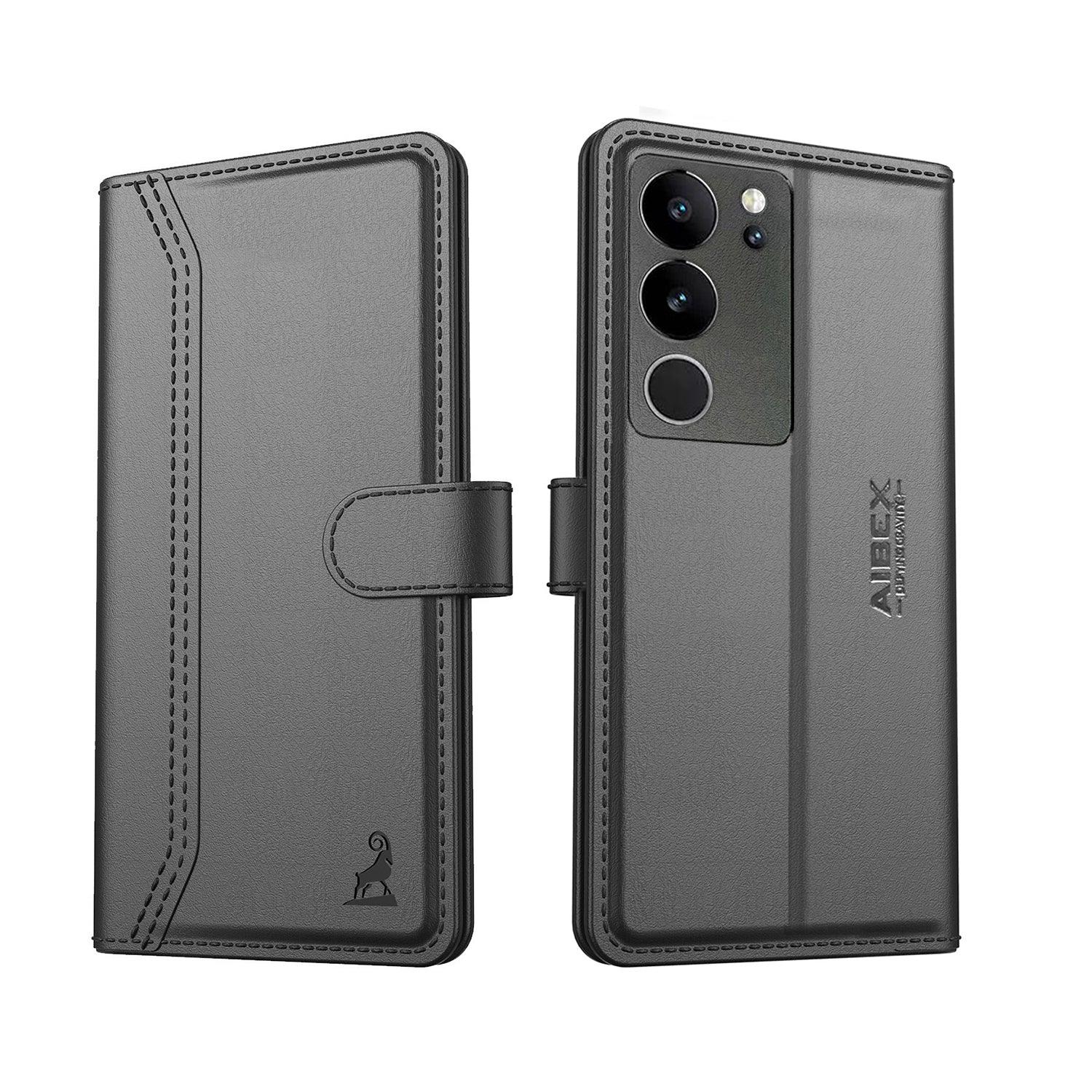 Vivo V29 Pro 5G / Vivo V29 5G Aibex PU Leather Flip Cover Foldable Stand & Pocket Magnetic Closure - Aibex