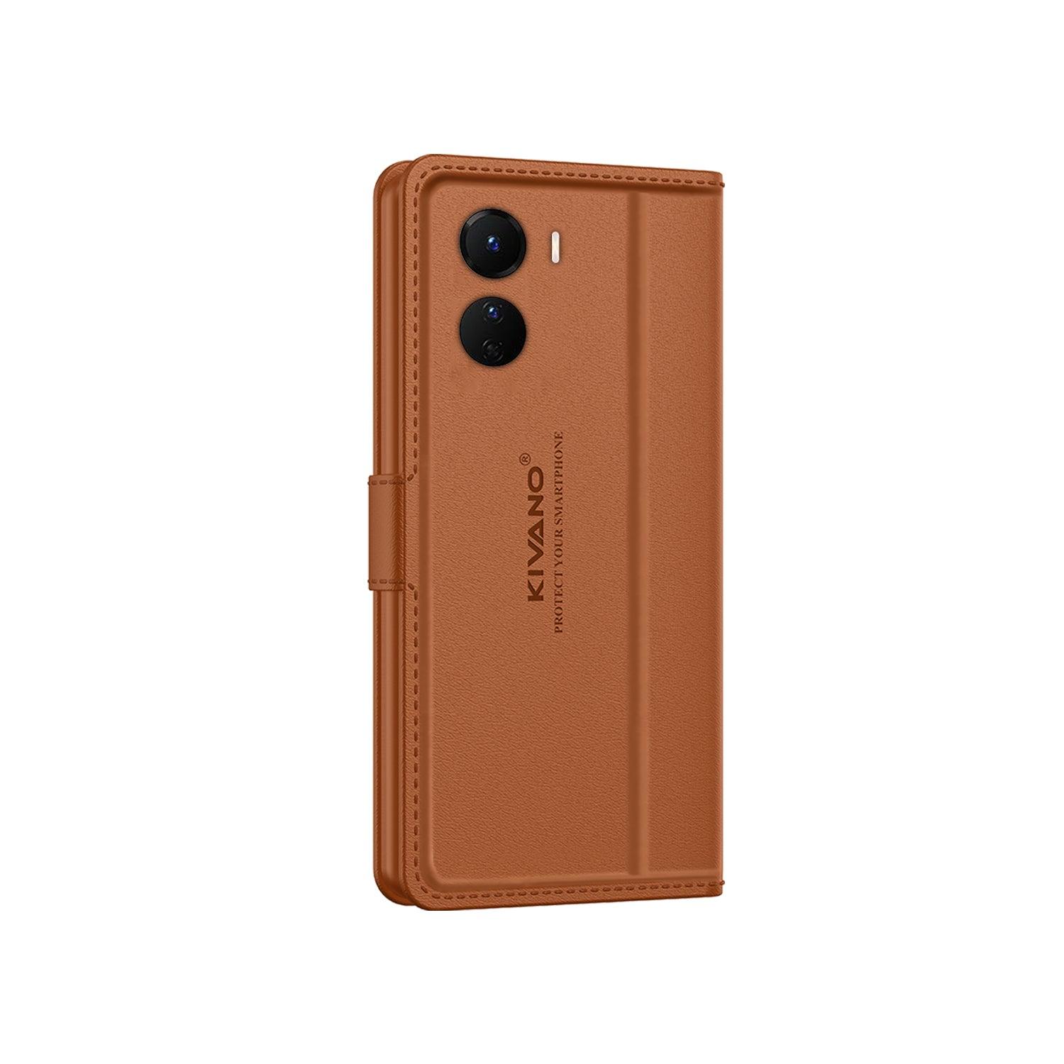 Leather Wallet Case for Vivo Y16/ Vivo T2x 5G / Vivo Y56 5G ?Stylish Flip Folio Cover with Card Holder, Stand -KIVANO LUXE - Aibex