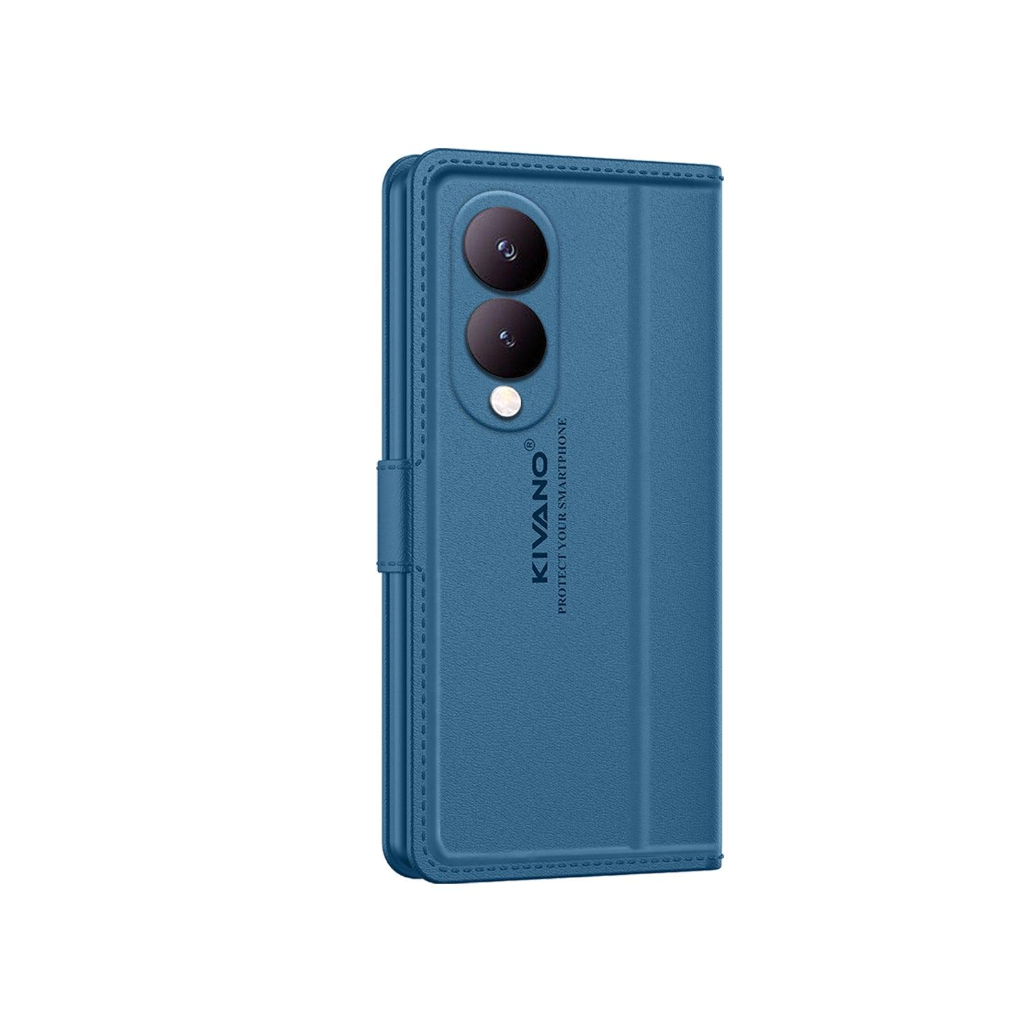 Leather Wallet Case for Vivo Y28 5G / Vivo Y17s 4G ?Stylish Flip Folio Cover with Card Holder, Stand -KIVANO LUXE - Aibex