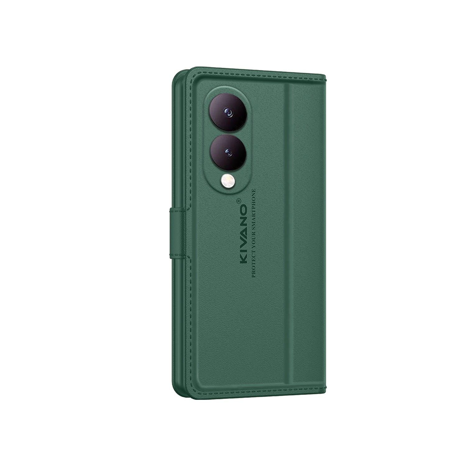 Leather Wallet Case for Vivo Y28 5G / Vivo Y17s 4G ?Stylish Flip Folio Cover with Card Holder, Stand -KIVANO LUXE - Aibex