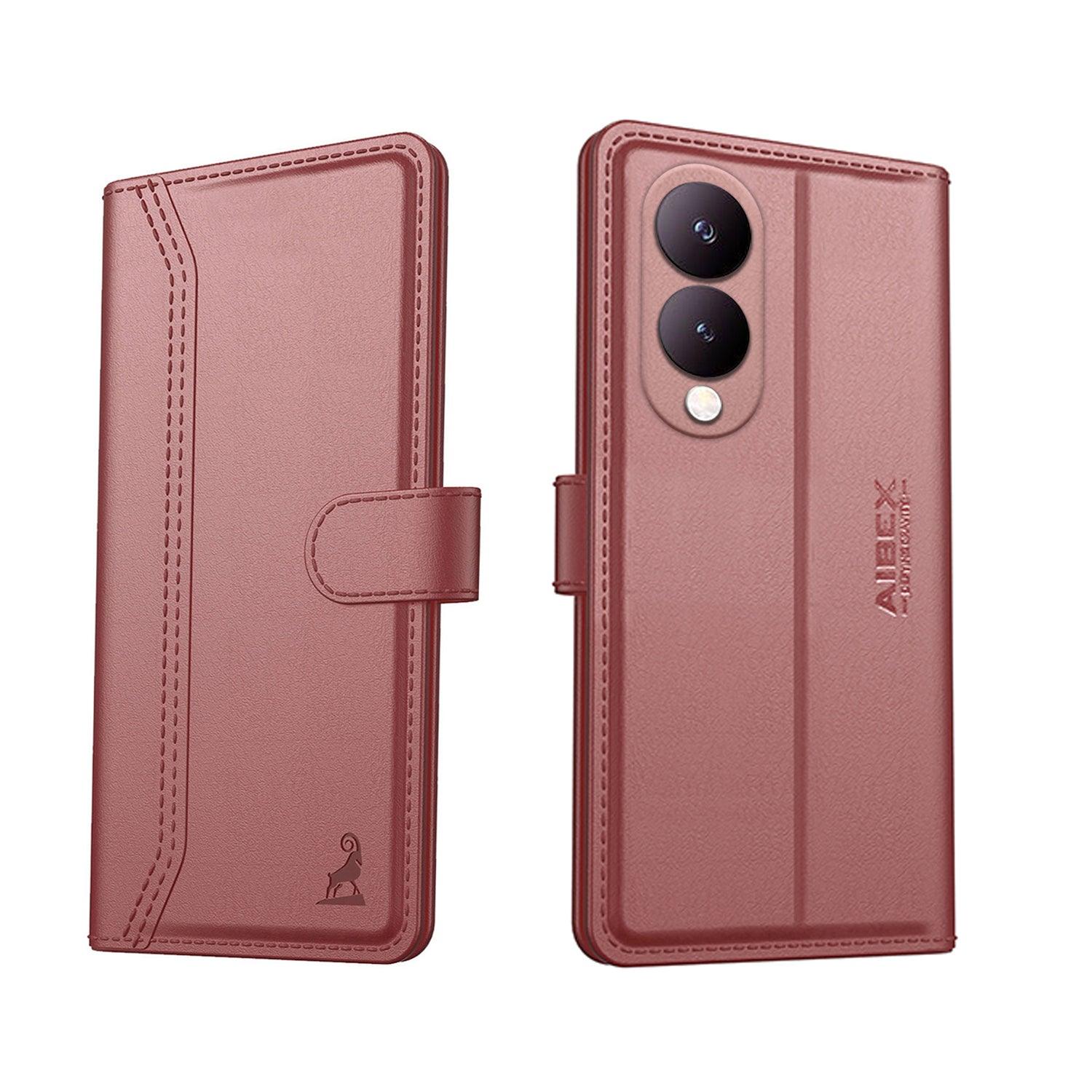 Vivo Y17s 4G / Vivo Y28 5G Aibex PU Leather Flip Cover Foldable Stand & Pocket Magnetic Closure - Aibex