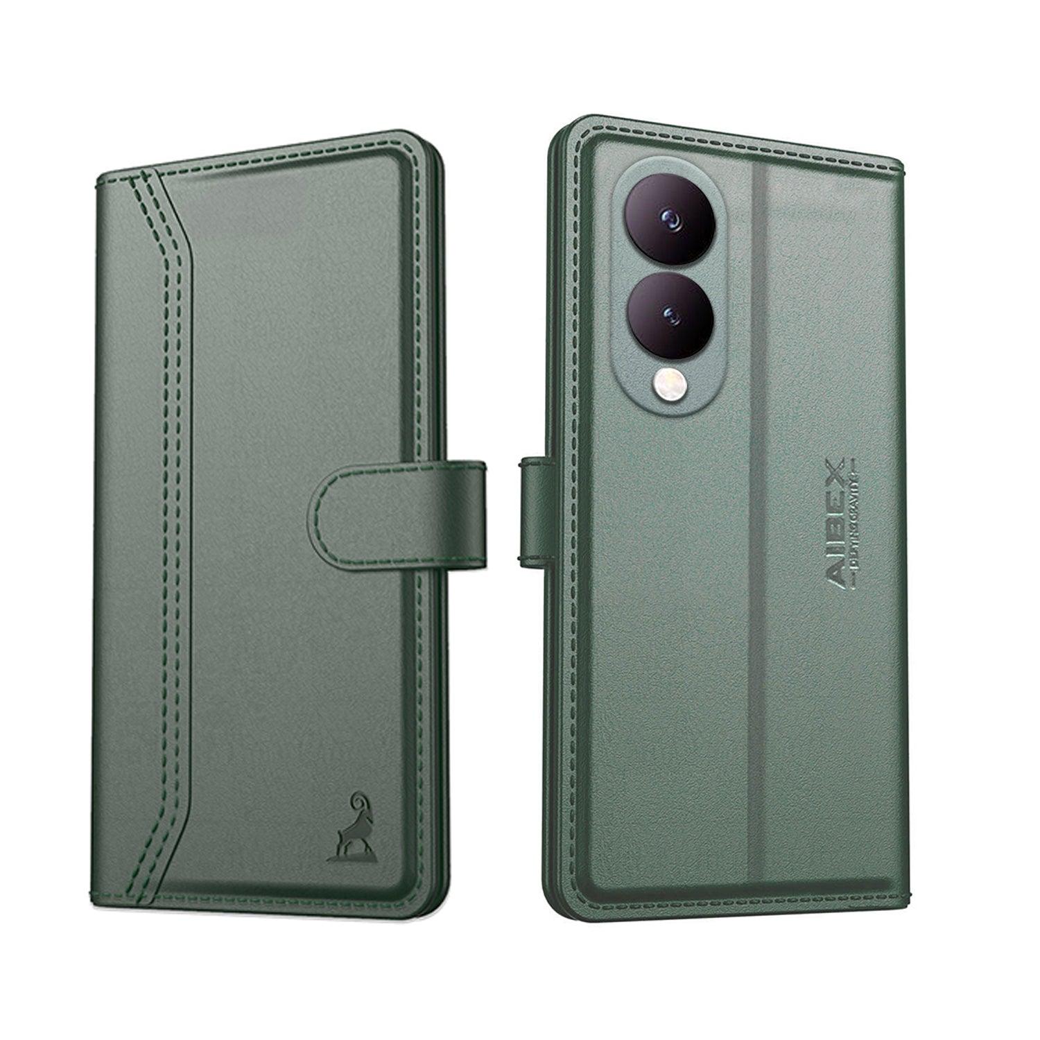 Vivo Y17s 4G / Vivo Y28 5G Aibex PU Leather Flip Cover Foldable Stand & Pocket Magnetic Closure - Aibex