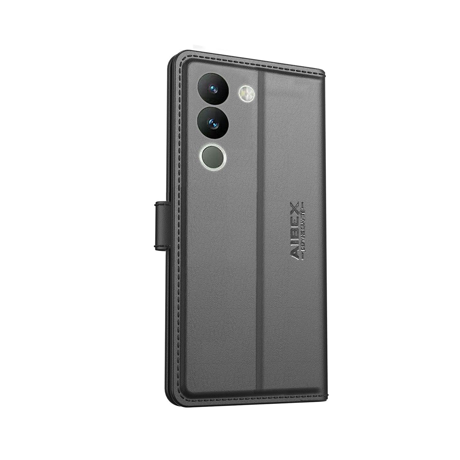 Vivo Y200 Aibex PU Leather Flip Cover Foldable Stand & Pocket Magnetic Closure - Aibex
