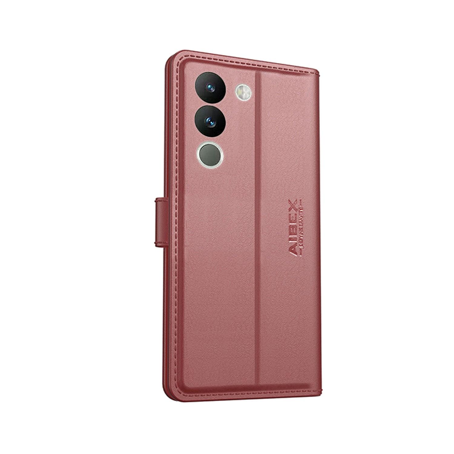 Vivo Y200 Aibex PU Leather Flip Cover Foldable Stand & Pocket Magnetic Closure - Aibex
