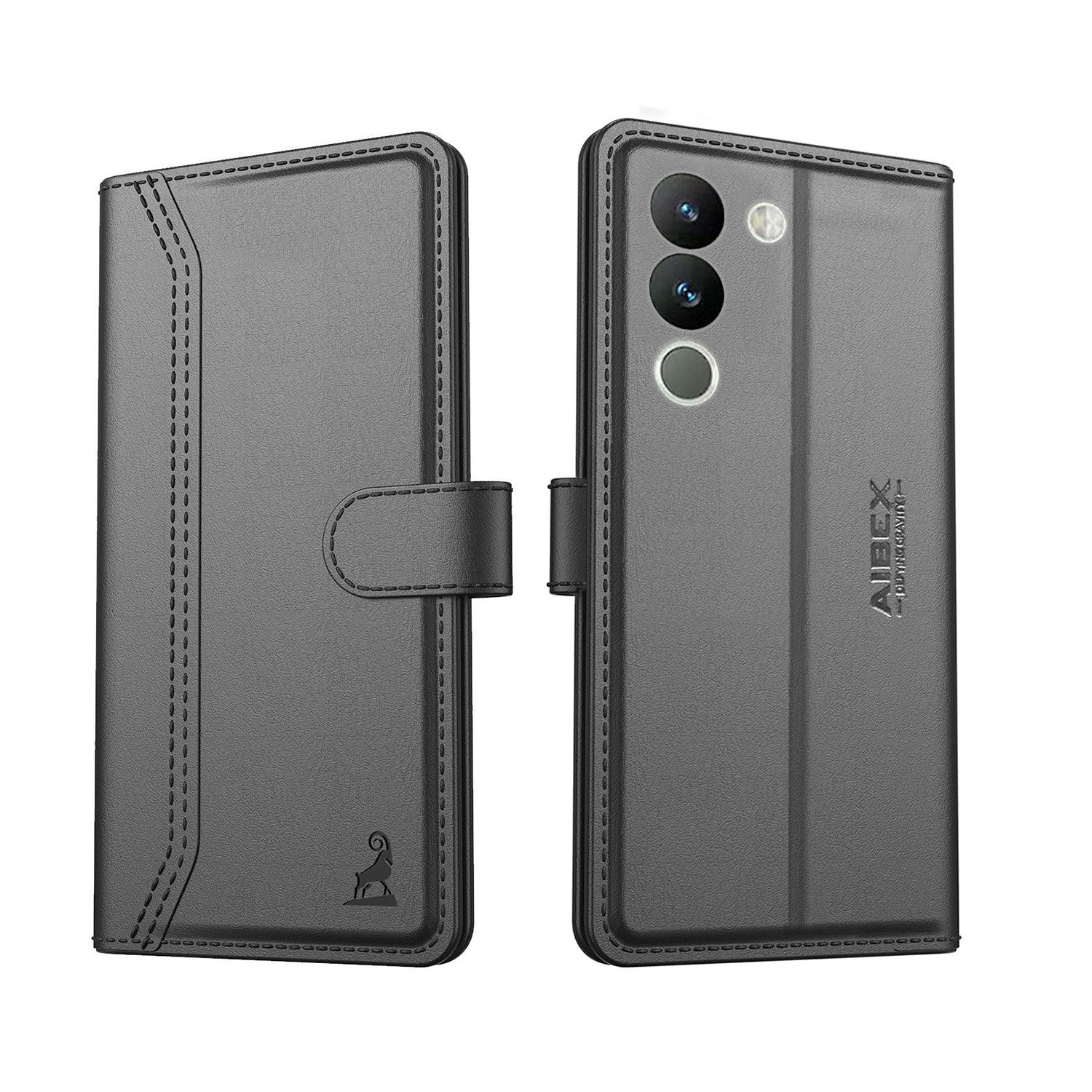 Vivo Y200 Aibex PU Leather Flip Cover Foldable Stand & Pocket Magnetic Closure - Aibex