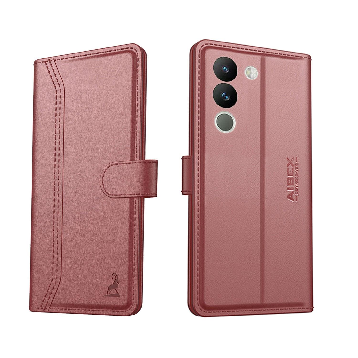 Vivo Y200 Aibex PU Leather Flip Cover Foldable Stand & Pocket Magnetic Closure - Aibex
