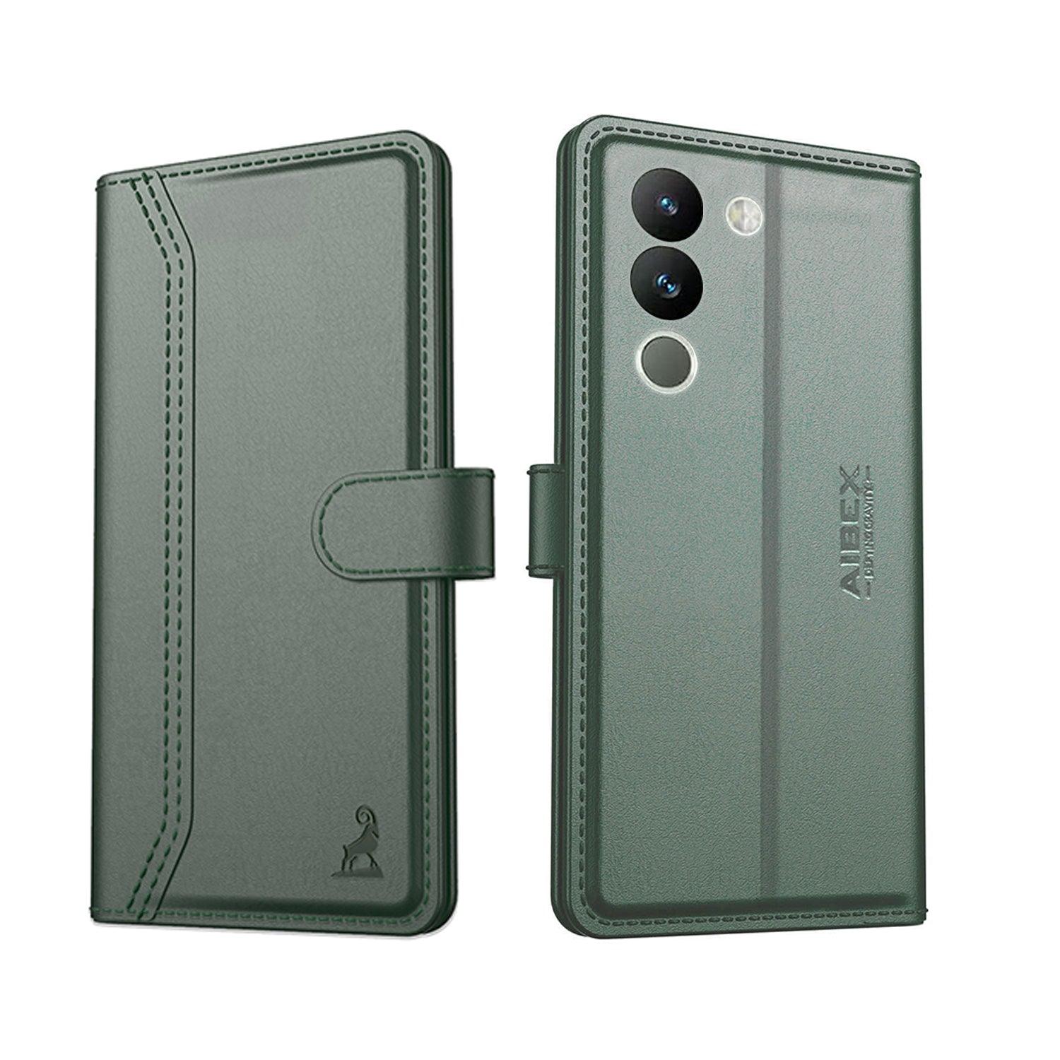 Vivo Y200 Aibex PU Leather Flip Cover Foldable Stand & Pocket Magnetic Closure - Aibex