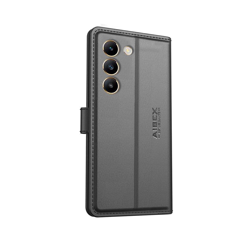 Vivo Y200E 5G / Vivo T3 5G Aibex PU Leather Flip Cover Foldable Stand & Pocket Magnetic Closure - Aibex