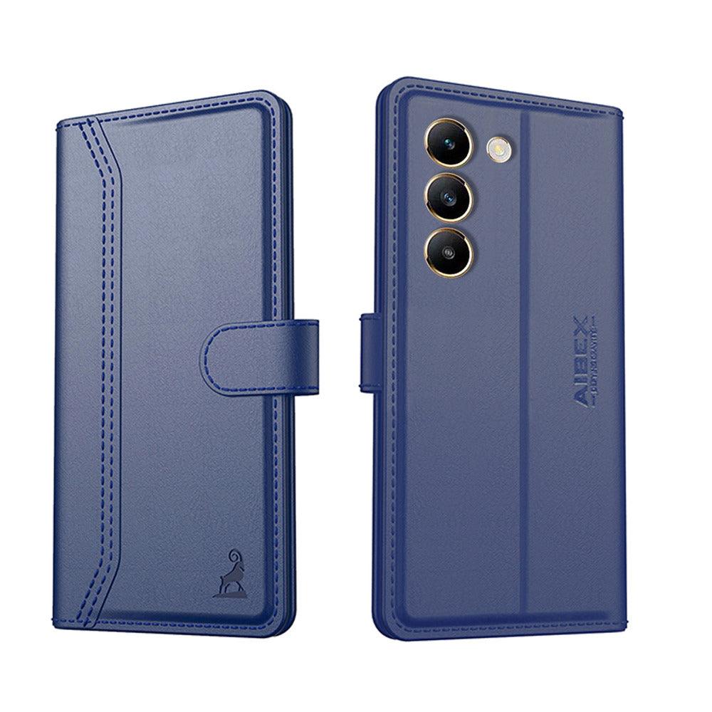 Vivo Y200E 5G / Vivo T3 5G Aibex PU Leather Flip Cover Foldable Stand & Pocket Magnetic Closure - Aibex