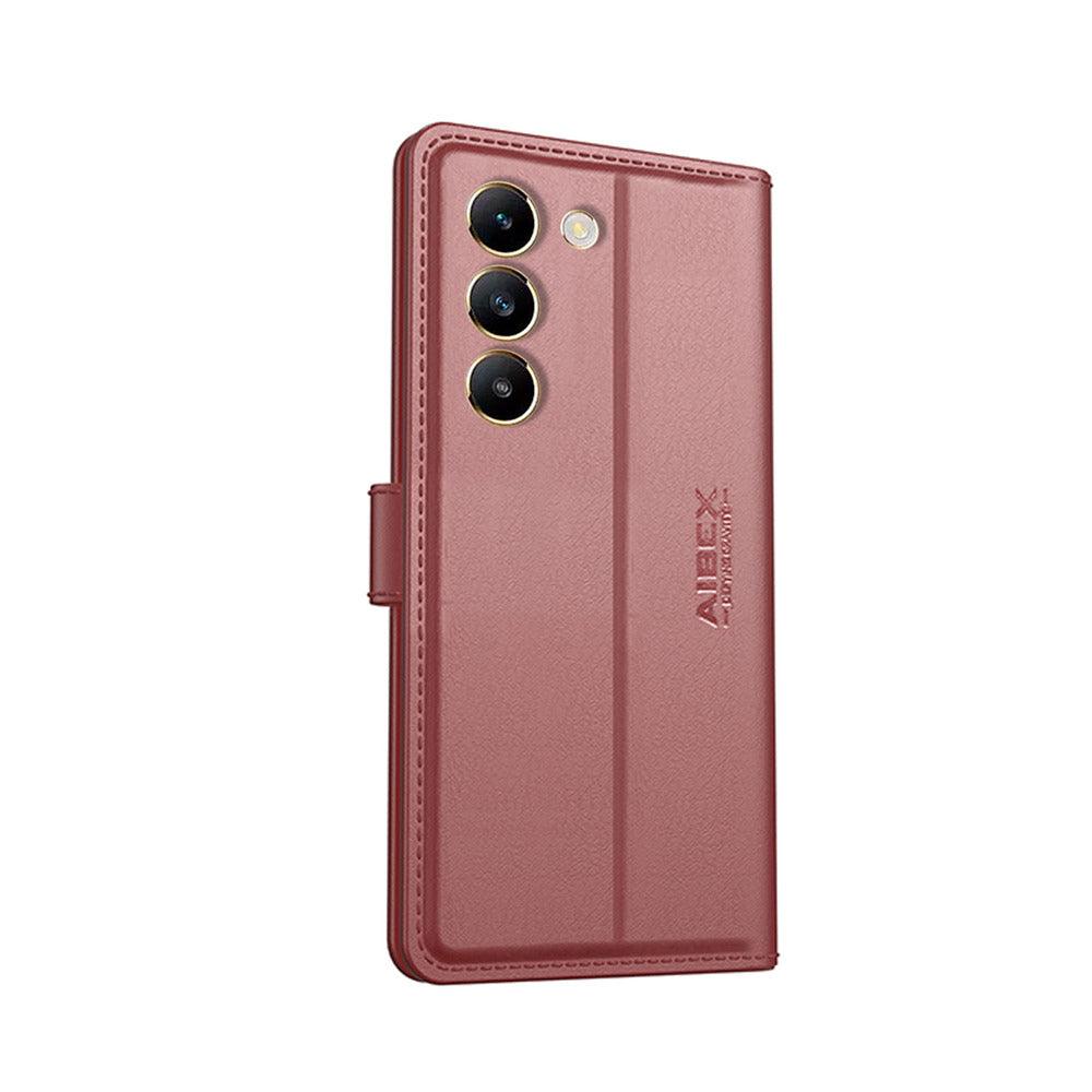 Vivo Y200E 5G / Vivo T3 5G Aibex PU Leather Flip Cover Foldable Stand & Pocket Magnetic Closure - Aibex