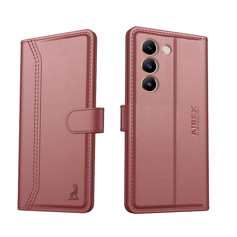 Vivo Y200E 5G / Vivo T3 5G Aibex PU Leather Flip Cover Foldable Stand & Pocket Magnetic Closure - Aibex