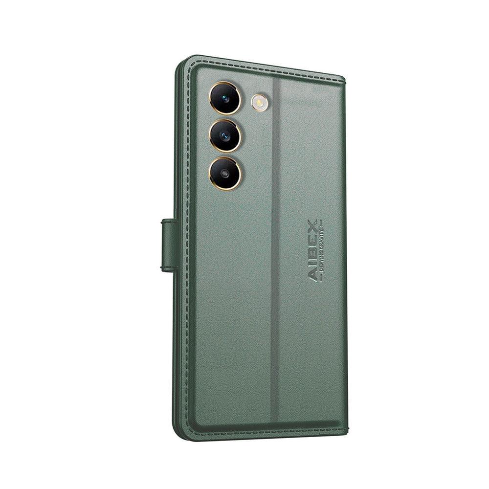 Vivo Y200E 5G / Vivo T3 5G Aibex PU Leather Flip Cover Foldable Stand & Pocket Magnetic Closure - Aibex