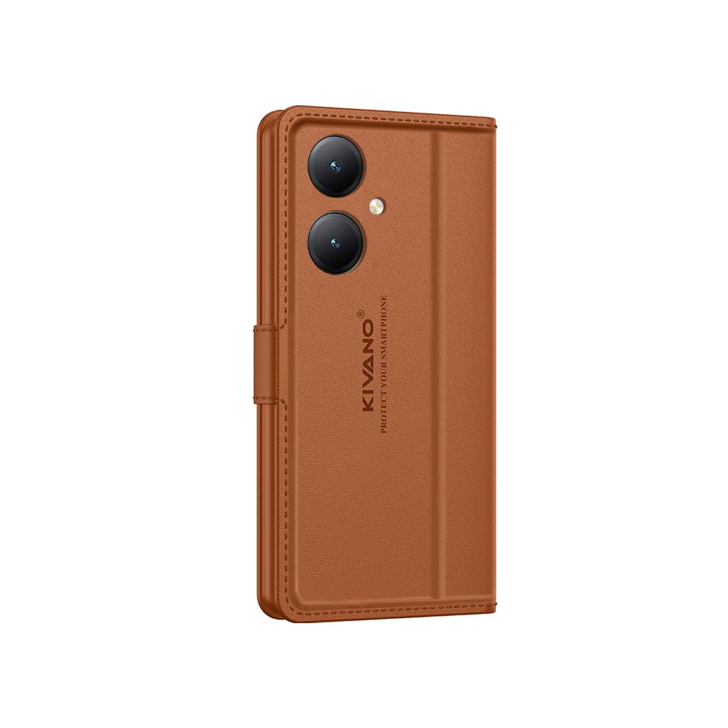 Leather Wallet Case for Vivo Y27 4G ?Stylish Flip Folio Cover with Card Holder, Stand -KIVANO LUXE - Aibex