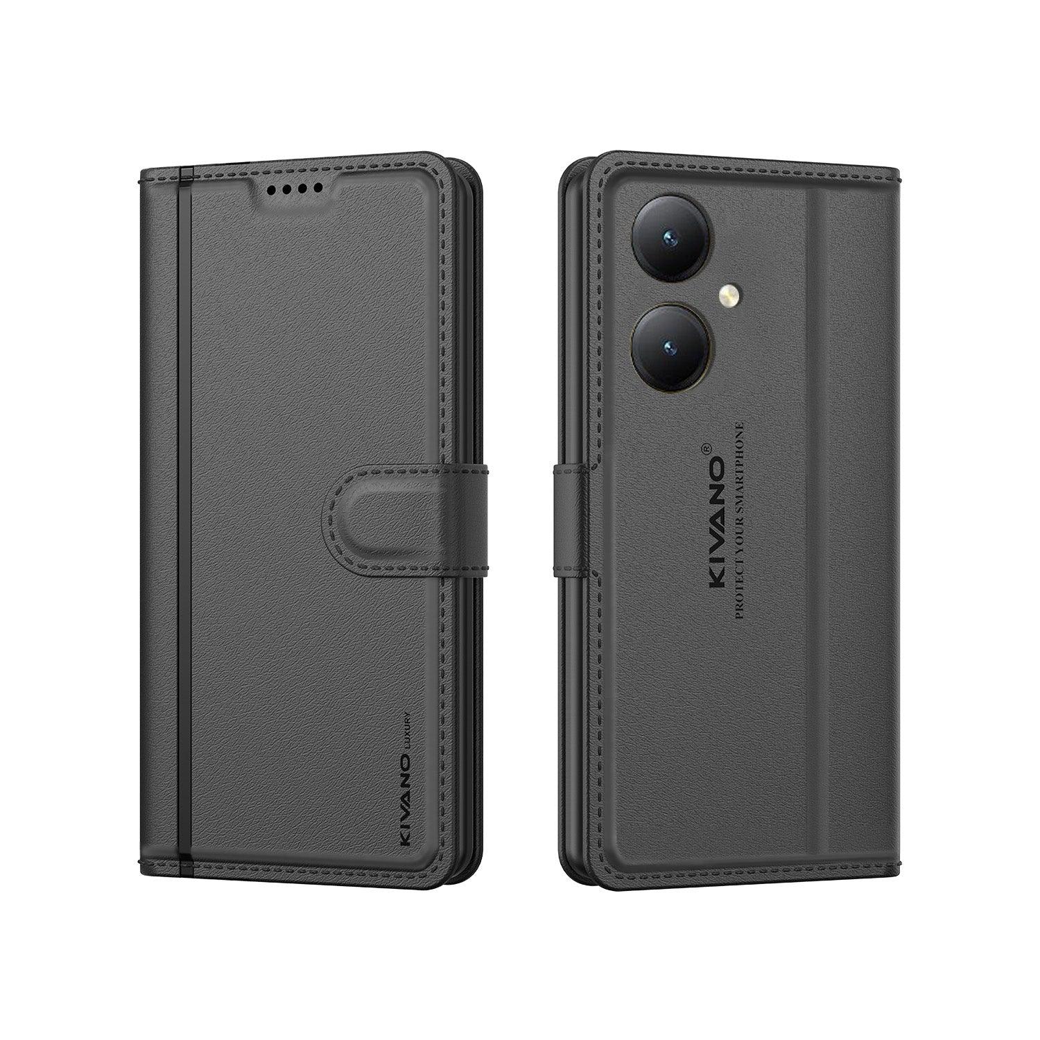 Leather Wallet Case for Vivo Y27 4G ?Stylish Flip Folio Cover with Card Holder, Stand -KIVANO LUXE - Aibex
