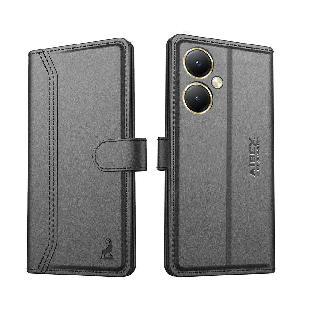 Vivo Y27 4G Aibex PU Leather Flip Cover Foldable Stand & Pocket Magnetic Closure - Aibex