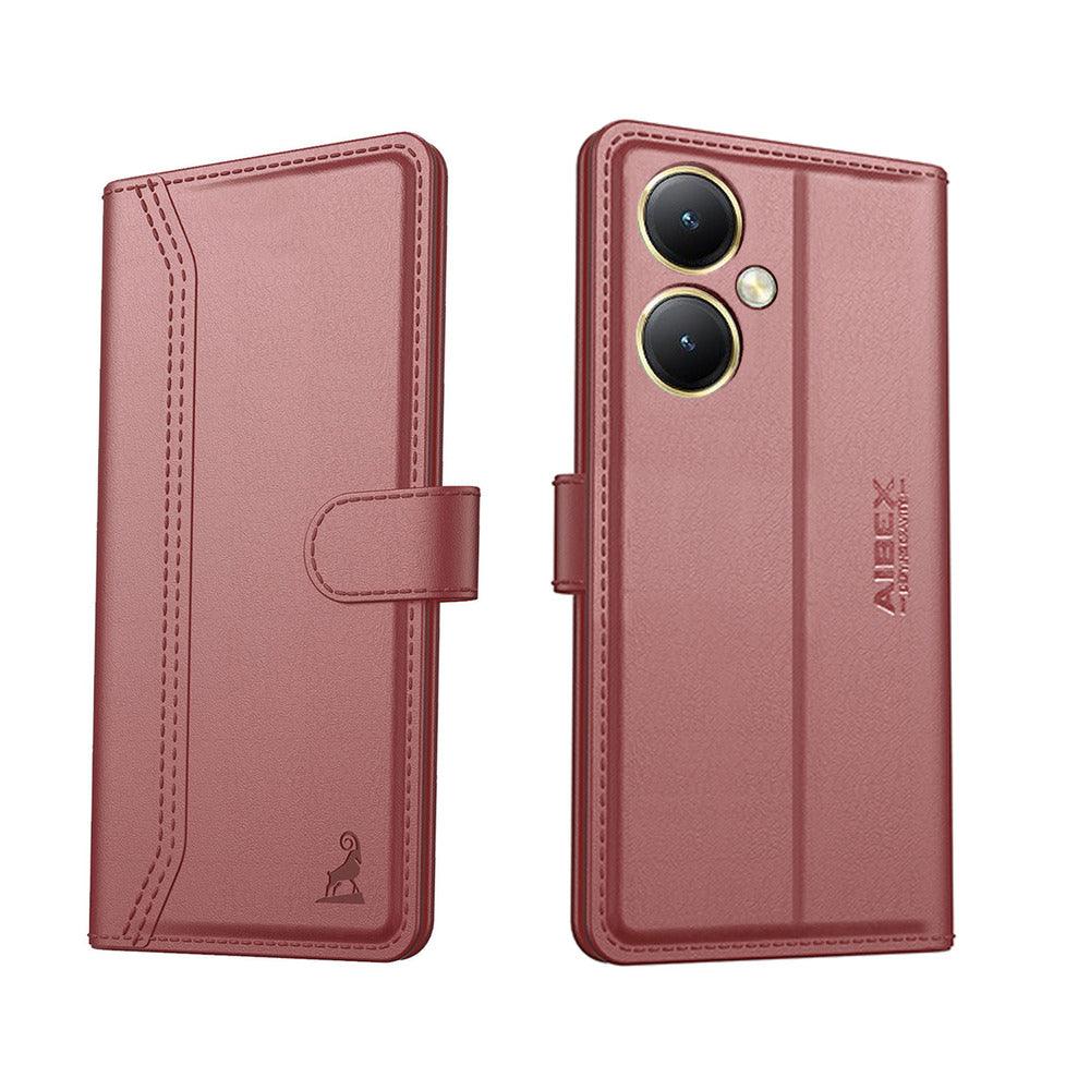 Vivo Y27 4G Aibex PU Leather Flip Cover Foldable Stand & Pocket Magnetic Closure - Aibex