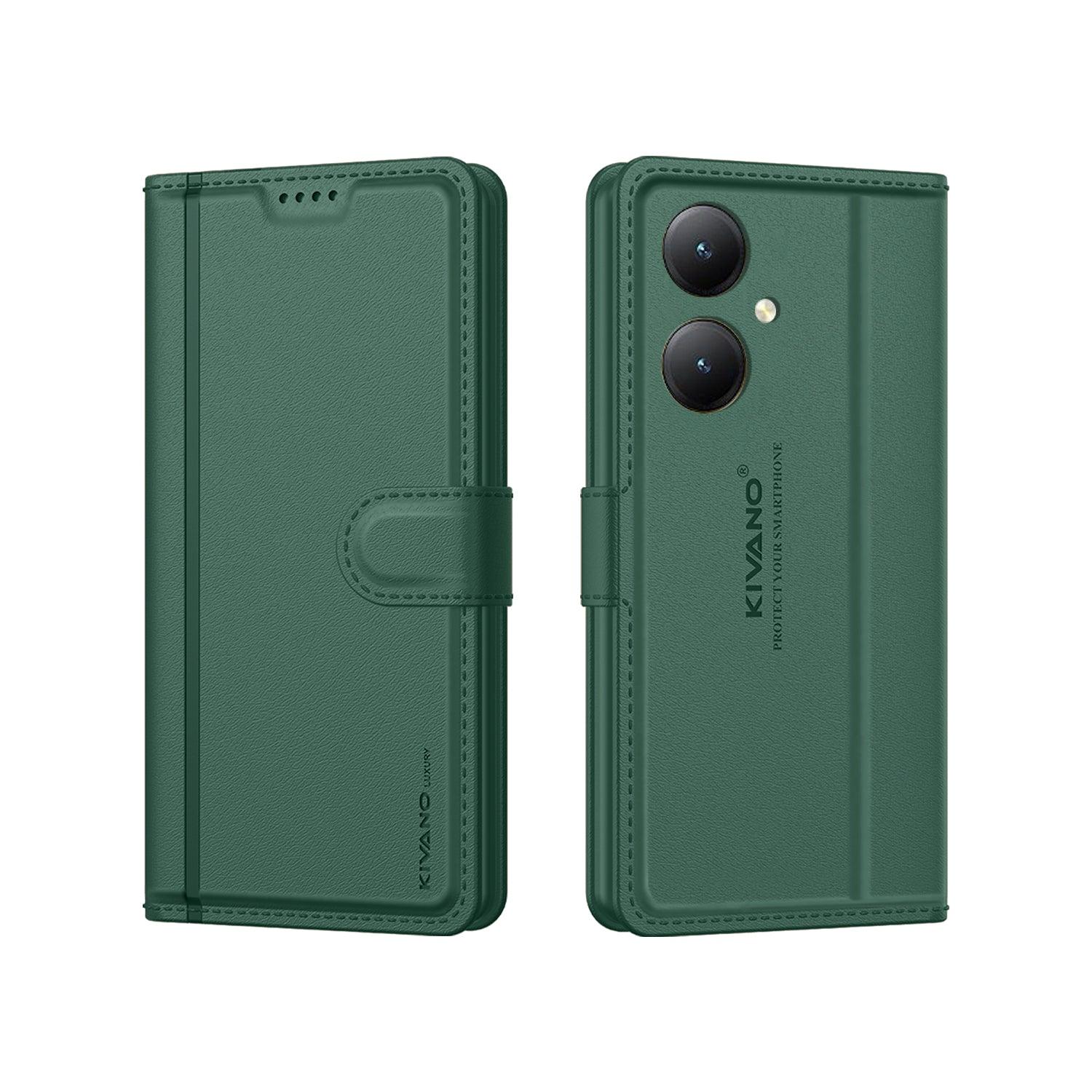 Leather Wallet Case for Vivo Y27 4G ?Stylish Flip Folio Cover with Card Holder, Stand -KIVANO LUXE - Aibex