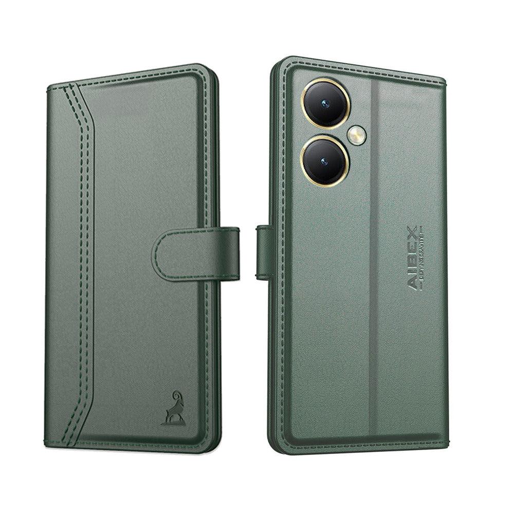 Vivo Y27 4G Aibex PU Leather Flip Cover Foldable Stand & Pocket Magnetic Closure - Aibex