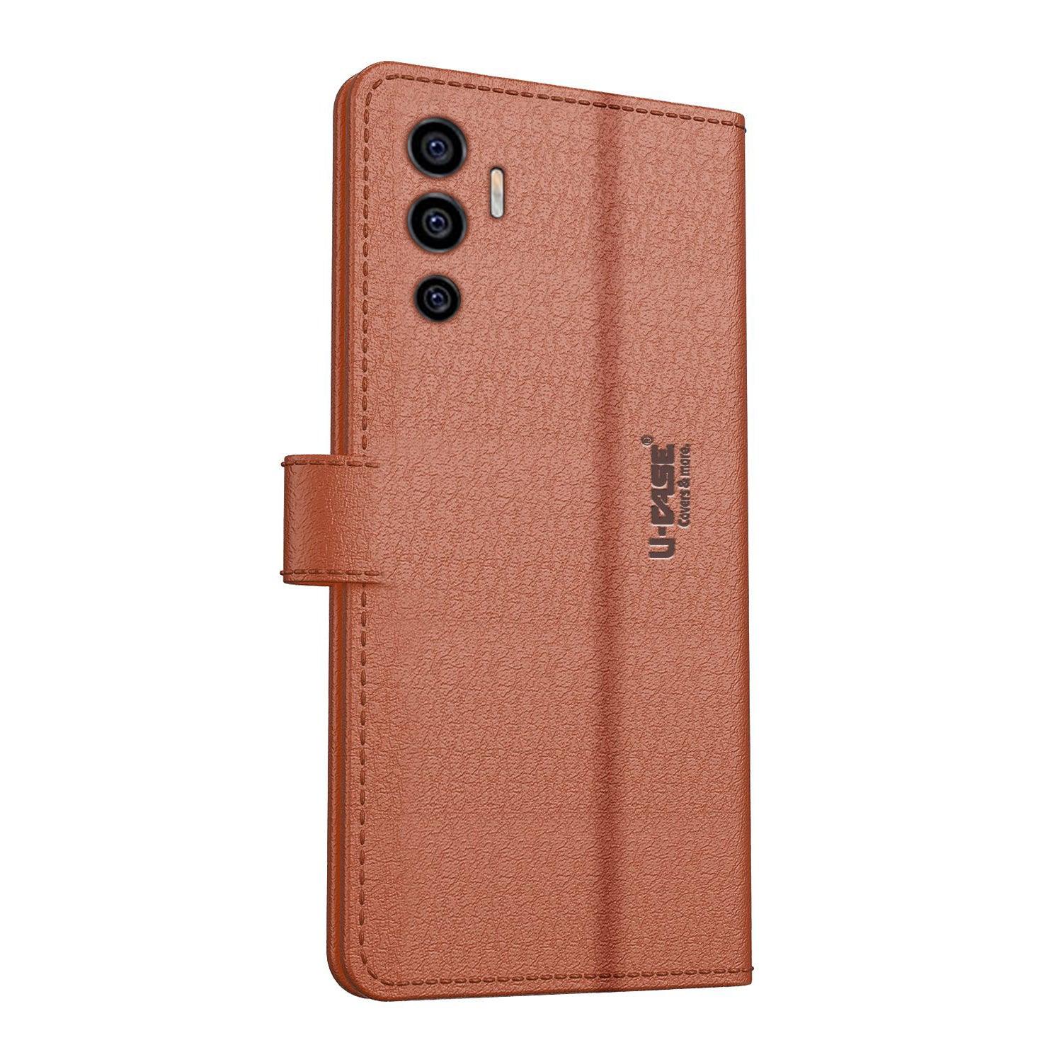 U-CASE Flip Cover for Vivo V23 5G Vegan Foldable Stand & Pocket Magnetic Closure - Aibex