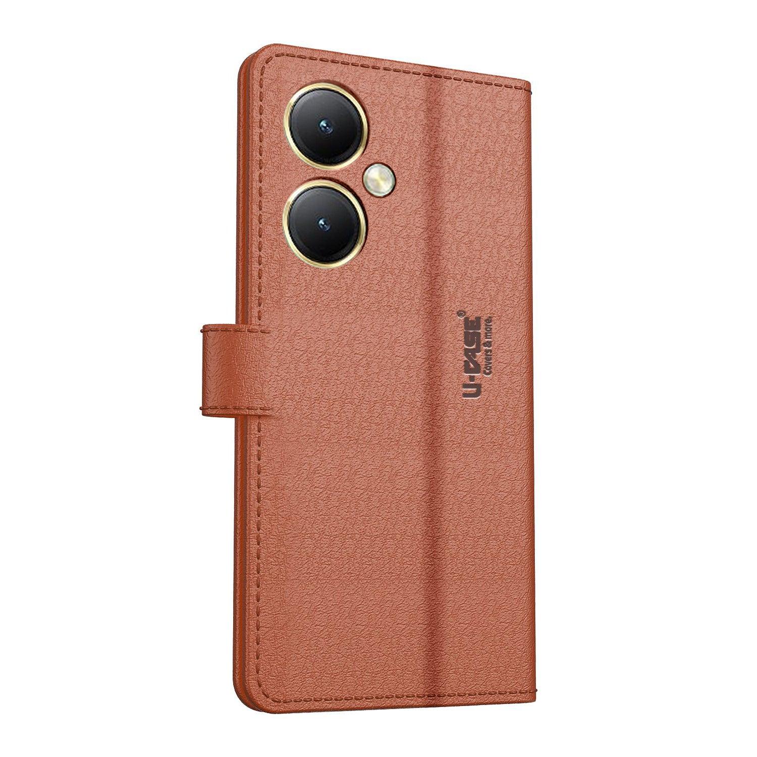 U-CASE Flip Cover for Vivo Y27 4G Vegan Foldable Stand & Pocket Magnetic Closure - Aibex