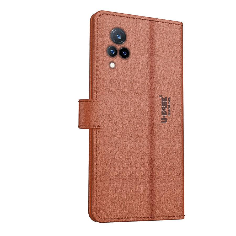U-CASE Flip Cover for Vivo V21 5G Vegan Foldable Stand & Pocket Magnetic Closure - Aibex