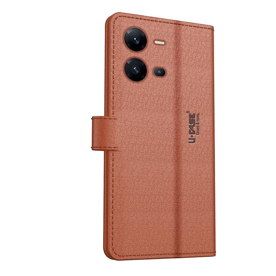 U-CASE Flip Cover for Vivo V25 Vegan Foldable Stand & Pocket Magnetic Closure - Aibex