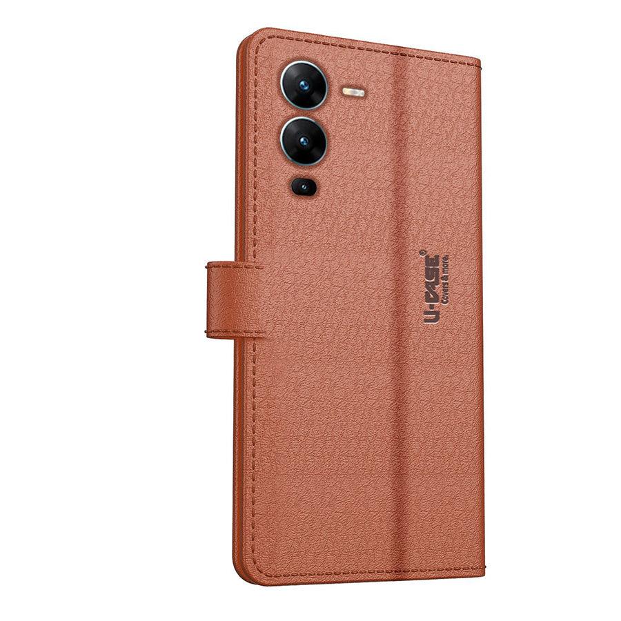 U-CASE Flip Cover for Vivo V25 Pro Vegan Foldable Stand & Pocket Magnetic Closure - Aibex