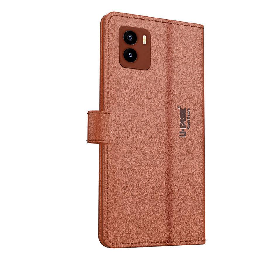 U-CASE Flip Cover for Vivo Y15s 2022 / Y01 Vegan Foldable Stand & Pocket Magnetic Closure - Aibex