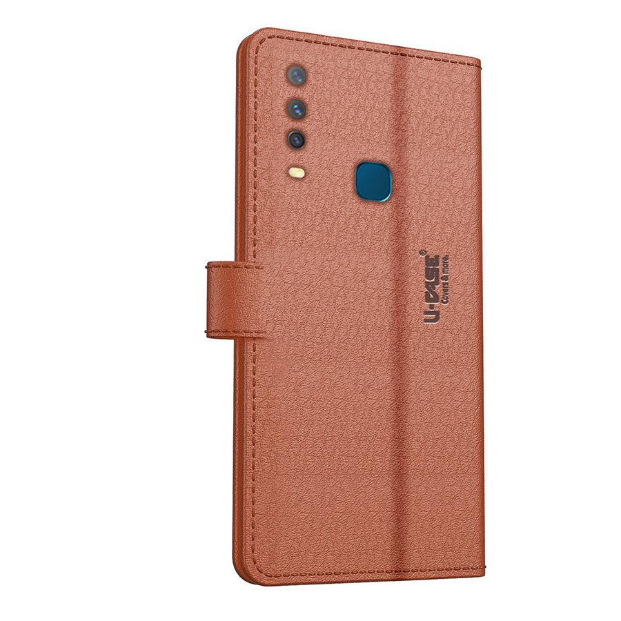 U-CASE Flip Cover for Vivo Y17 / Y12 / Y15 Vegan Foldable Stand & Pocket Magnetic Closure - Aibex