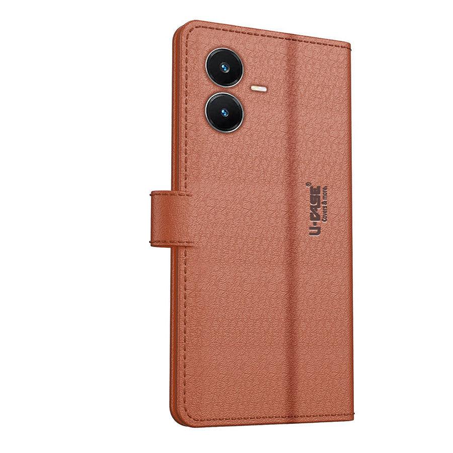 U-CASE Flip Cover for Vivo Y22 Vegan Foldable Stand & Pocket Magnetic Closure - Aibex