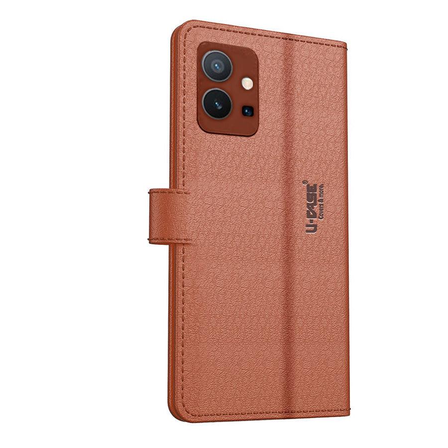 U-CASE Flip Cover for Vivo Y75 5G / Vivo T1 5G / iQOO Z6 5G Vegan Foldable Stand & Pocket Magnetic Closure - Aibex
