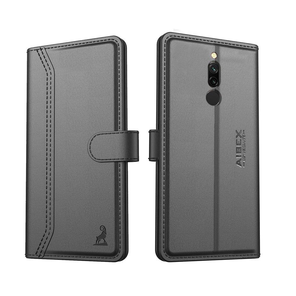 Xiaomi Redmi 8 Aibex PU Leather Flip Cover Foldable Stand & Pocket Magnetic Closure - Aibex