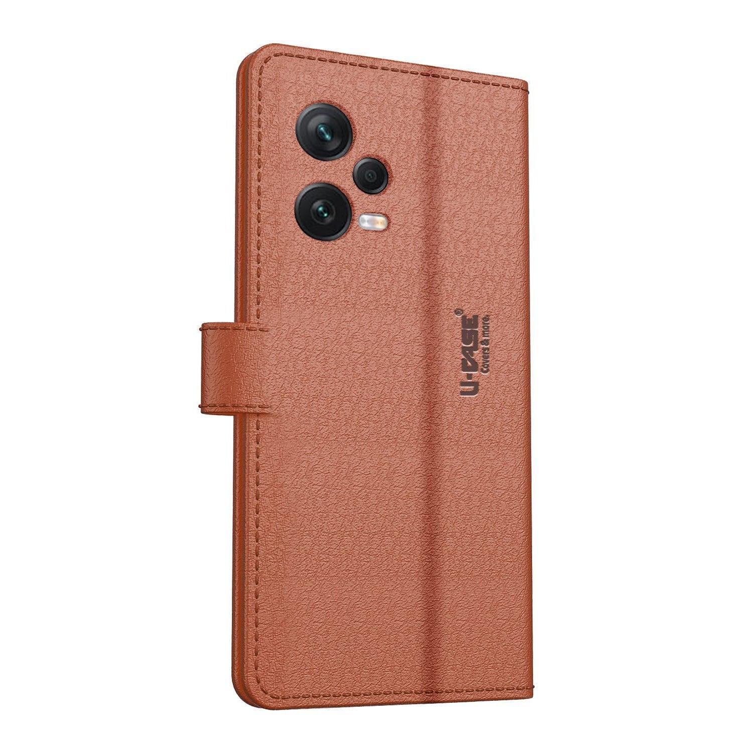 U-CASE Flip Cover for Xiaomi Redmi Note 12 Pro Plus Vegan Foldable Stand & Pocket Magnetic Closure - Aibex