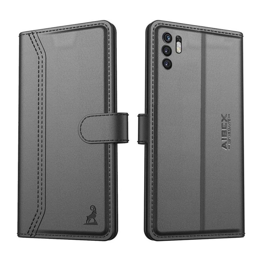 Xiaomi Redmi Note 10T 5G Aibex PU Leather Flip Cover Foldable Stand & Pocket Magnetic Closure - Aibex