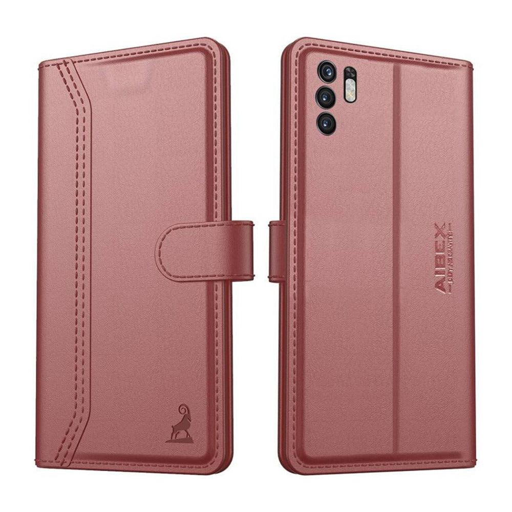 Xiaomi Redmi Note 10T 5G Aibex PU Leather Flip Cover Foldable Stand & Pocket Magnetic Closure - Aibex
