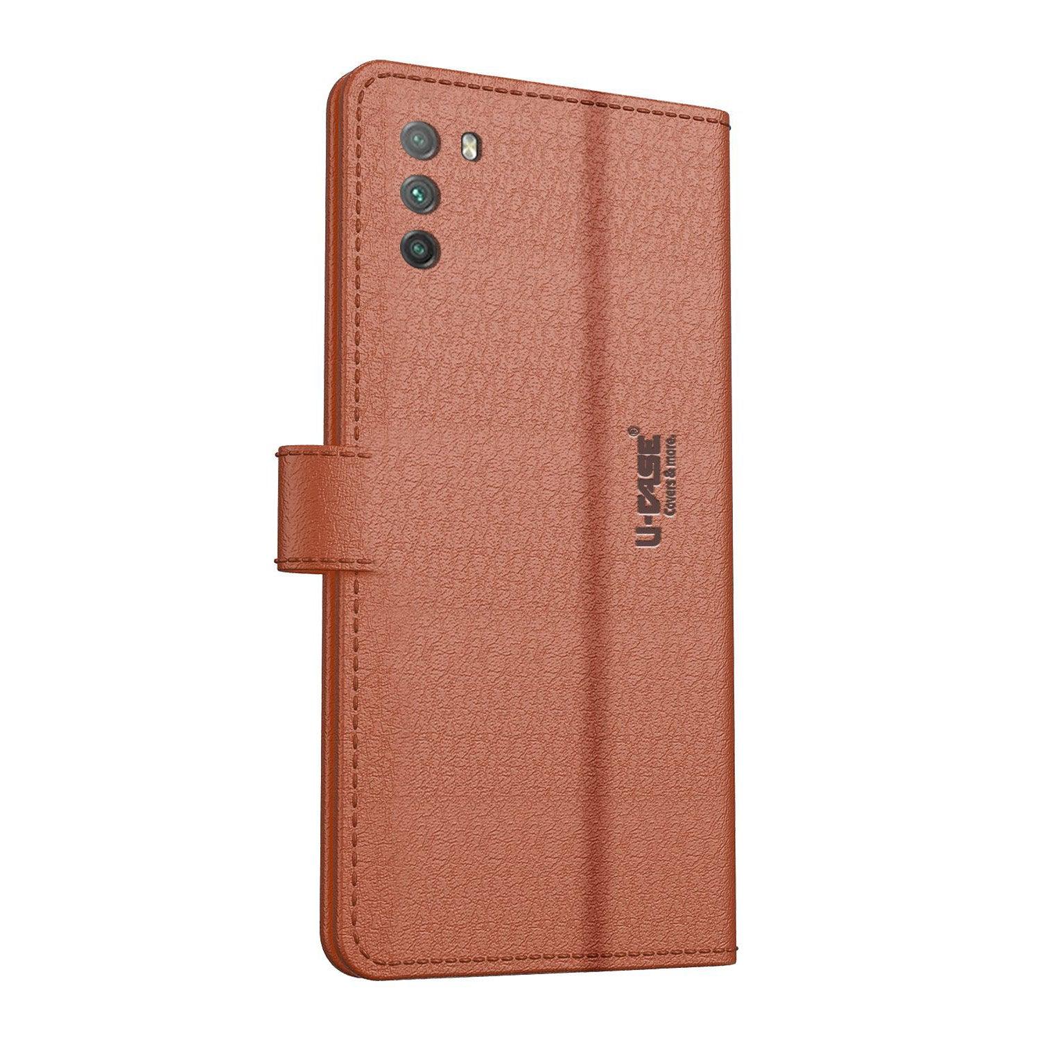 U-CASE Magnetic Flip Cover for Xiaomi Poco M3 / Redmi 9 Power Vegan Foldable Stand & Pocket Magnetic Closure - Aibex