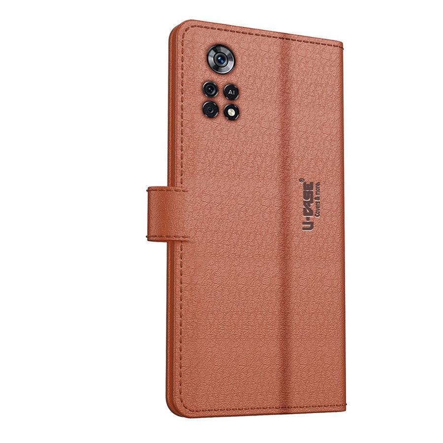 U-CASE Flip Cover for Xiaomi Poco X4 Pro 5G Vegan Foldable Stand & Pocket Magnetic Closure - Aibex