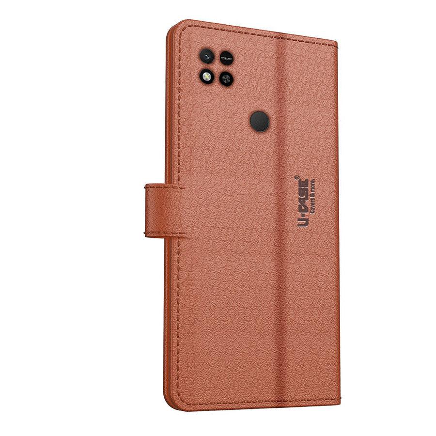 U-CASE Flip Cover for Xiaomi Redmi 10A Vegan Foldable Stand & Pocket Magnetic Closure - Aibex