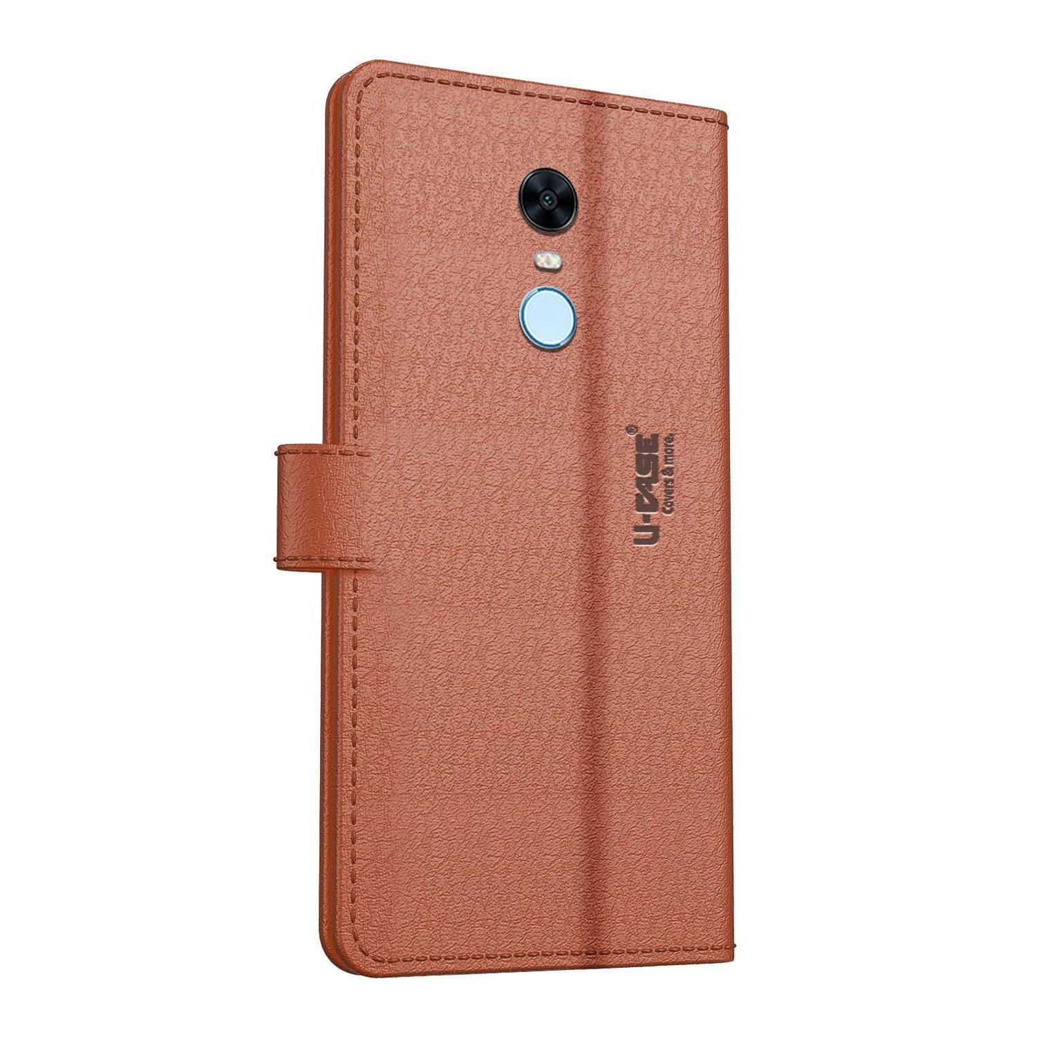 U-CASE Magnetic Flip Cover for Xiaomi Redmi Note 5 Vegan Foldable Stand & Pocket Magnetic Closure - Aibex